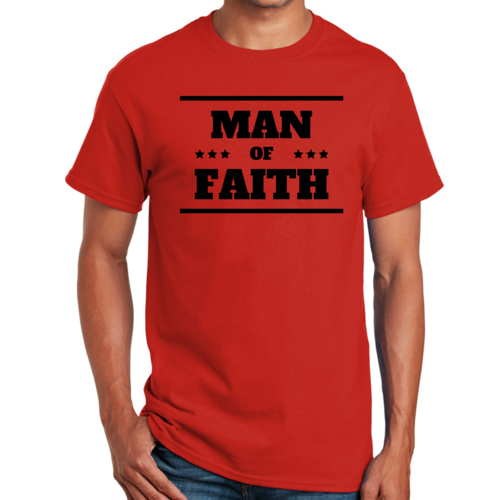 Mens Graphic T-shirt Man of Faith Black Illustration