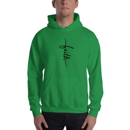 Sweat à capuche graphique pour homme avec illustration de croix et inscription Faith noir