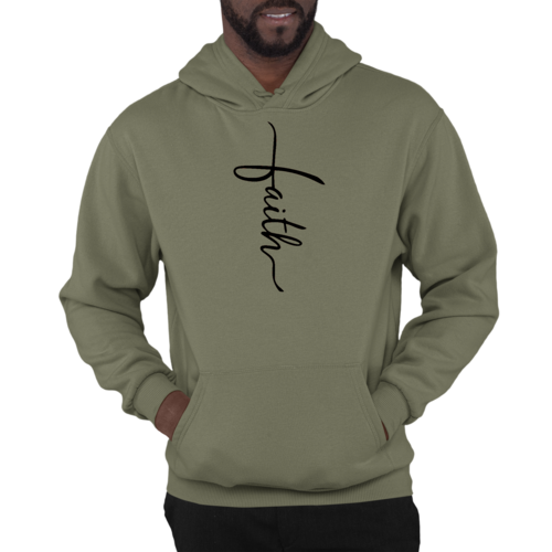 Sweat à capuche graphique pour homme avec illustration de croix et inscription Faith noir