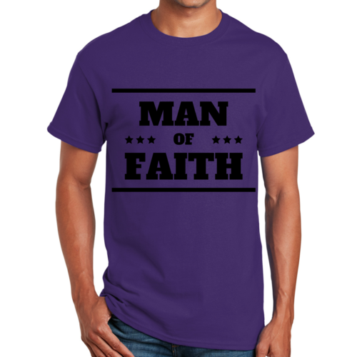 Mens Graphic T-shirt Man of Faith Black Illustration