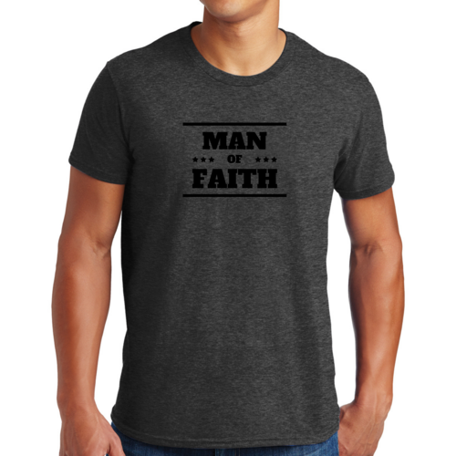 Mens Graphic T-shirt Man of Faith Black Illustration