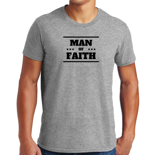 Mens Graphic T-shirt Man of Faith Black Illustration