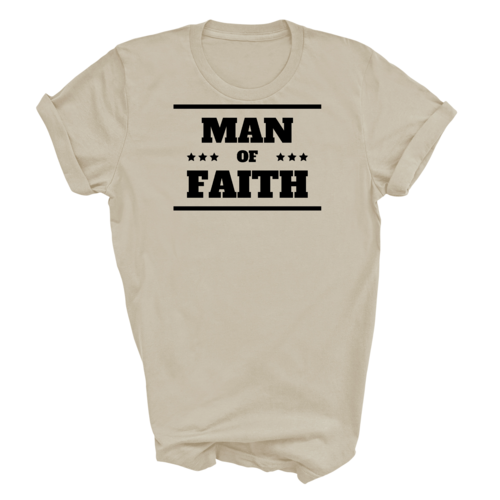 Mens Graphic T-shirt Man of Faith Black Illustration