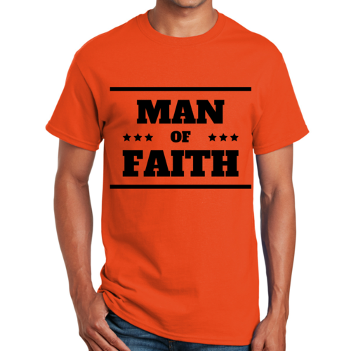 Mens Graphic T-shirt Man of Faith Black Illustration