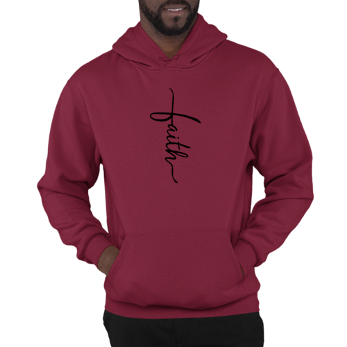 Sweat à capuche graphique pour homme avec illustration de croix et inscription Faith noir