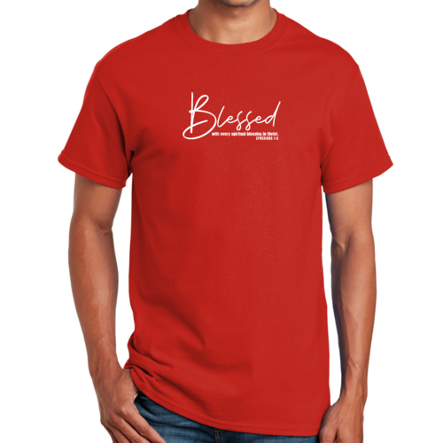 Mens Graphic T-shirt Blessed with Every Spiritual Blessing White Print
