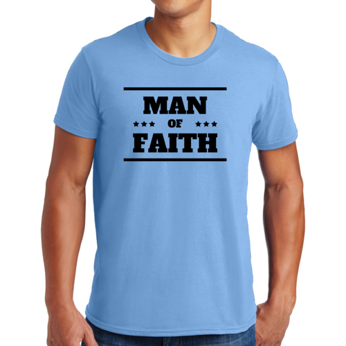 Mens Graphic T-shirt Man of Faith Black Illustration