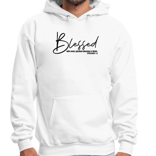 Mens Graphic Hoodie Blessed with Every Spiritual Blessing Black Print