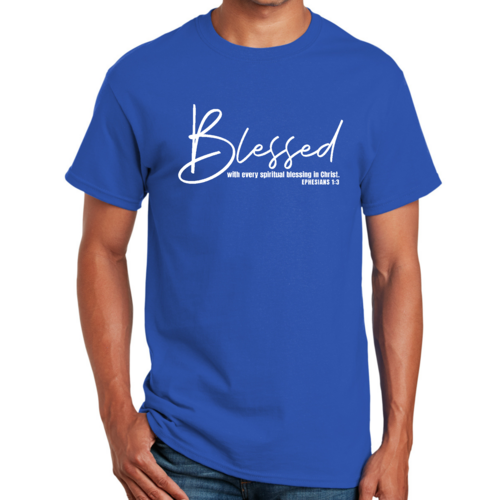 Mens Graphic T-shirt Blessed with Every Spiritual Blessing White Print