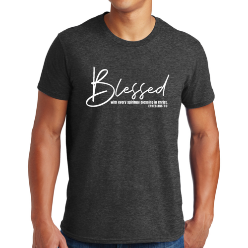 Mens Graphic T-shirt Blessed with Every Spiritual Blessing White Print