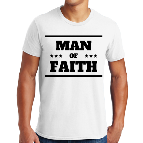 Mens Graphic T-shirt Man of Faith Black Illustration