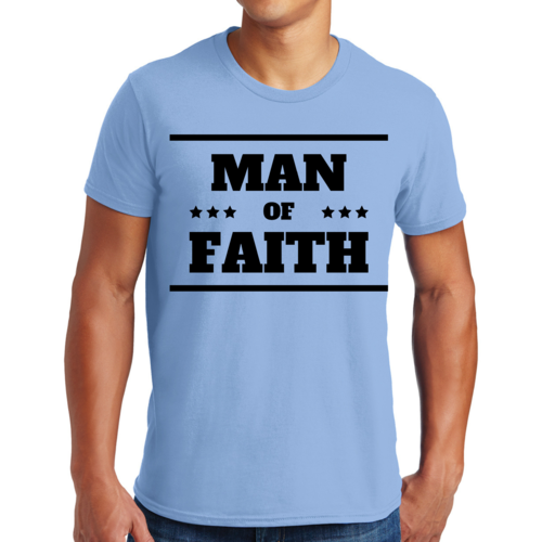 Mens Graphic T-shirt Man of Faith Black Illustration