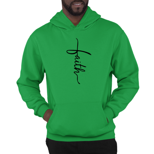 Sweat à capuche graphique pour homme avec illustration de croix et inscription Faith noir