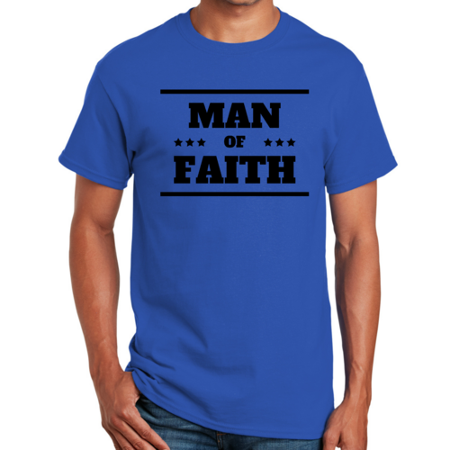 Mens Graphic T-shirt Man of Faith Black Illustration