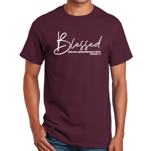 Mens Graphic T-shirt Blessed with Every Spiritual Blessing White Print