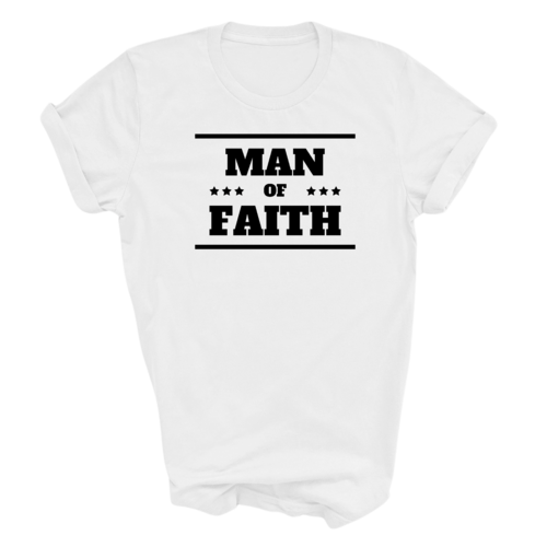 Mens Graphic T-shirt Man of Faith Black Illustration