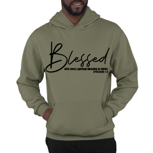 Mens Graphic Hoodie Blessed with Every Spiritual Blessing Black Print