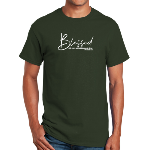 Mens Graphic T-shirt Blessed with Every Spiritual Blessing White Print